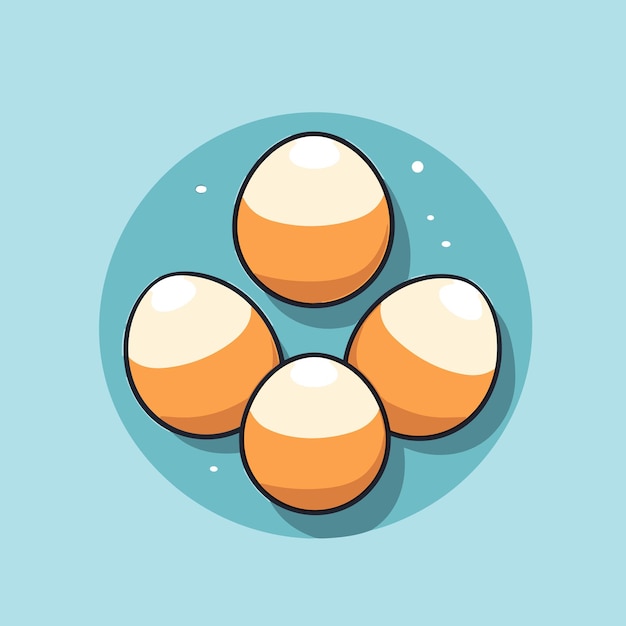 Vector three eggs on a plate on a blue background