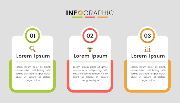 3 つの要素のビジネス インフォ グラフィック テンプレート デザイン