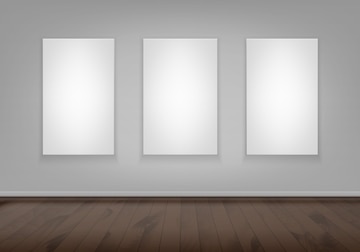 Premium Vector | Three empty blank white mock up poster picture frame ...