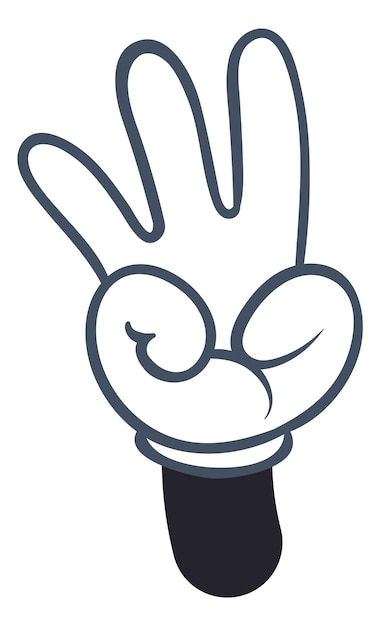 Three fingers in white glove Comic hand number