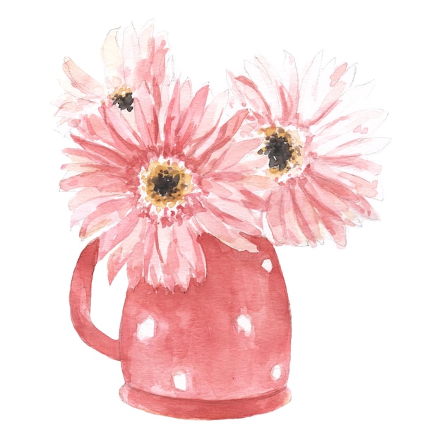 Three flower in a pink cup