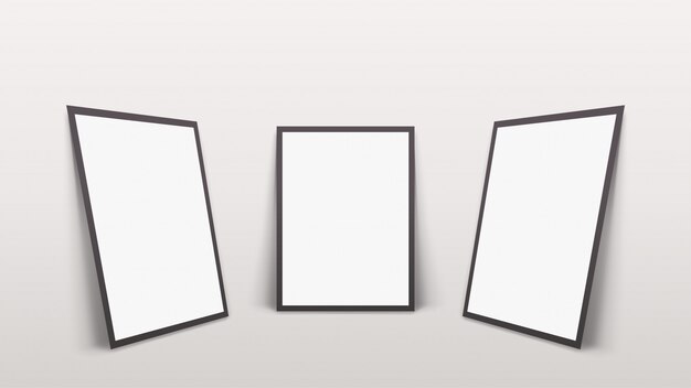Three frames with shadows at wall