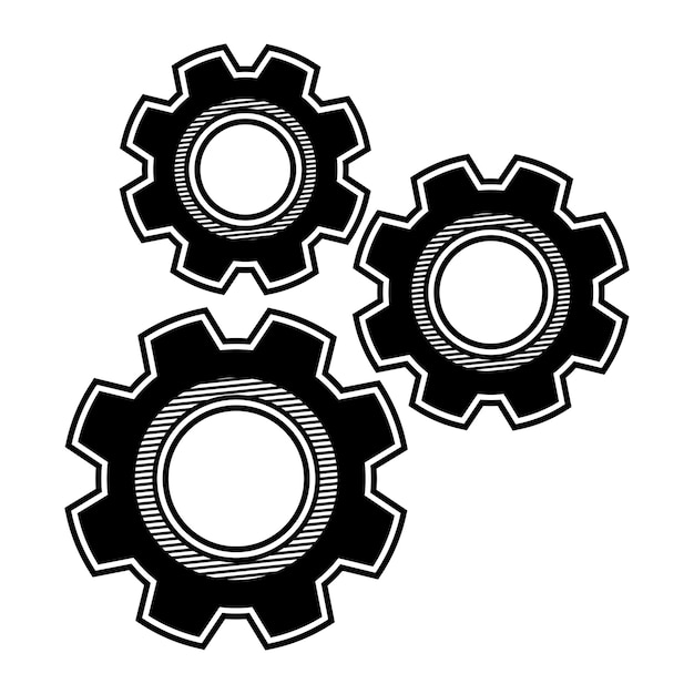 three Gears monochrome icon symbol vector illustration