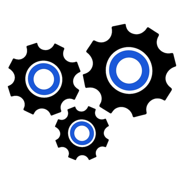 three gears on a transparent background