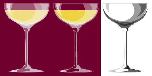 Три бокала шампанского. Векторная иллюстрация. EPS 10