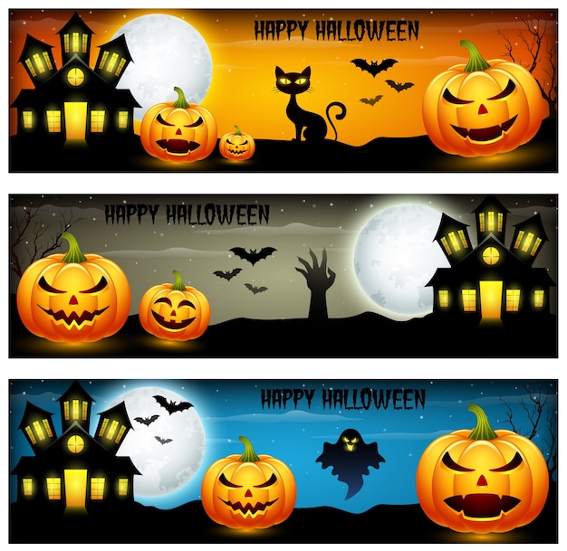 Three halloween banners