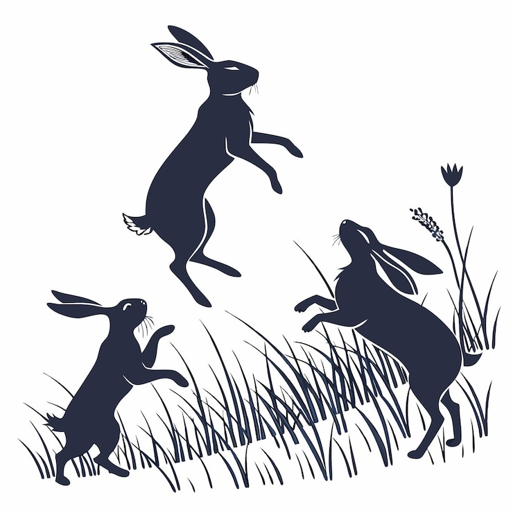 Three Hares Jumping