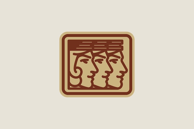 three heads of kings logo in vintage style