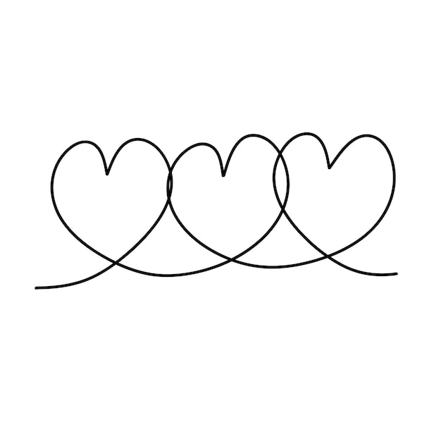 Three hearts drawn in one line