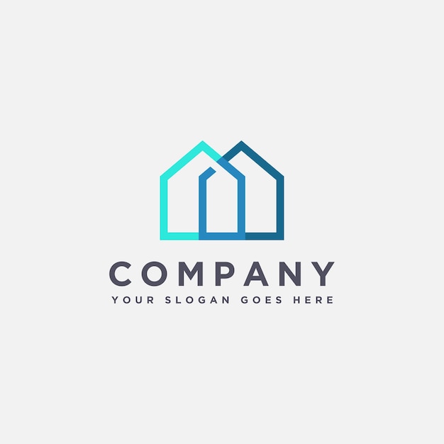 Vector three house property estate logo icon vector template on white background