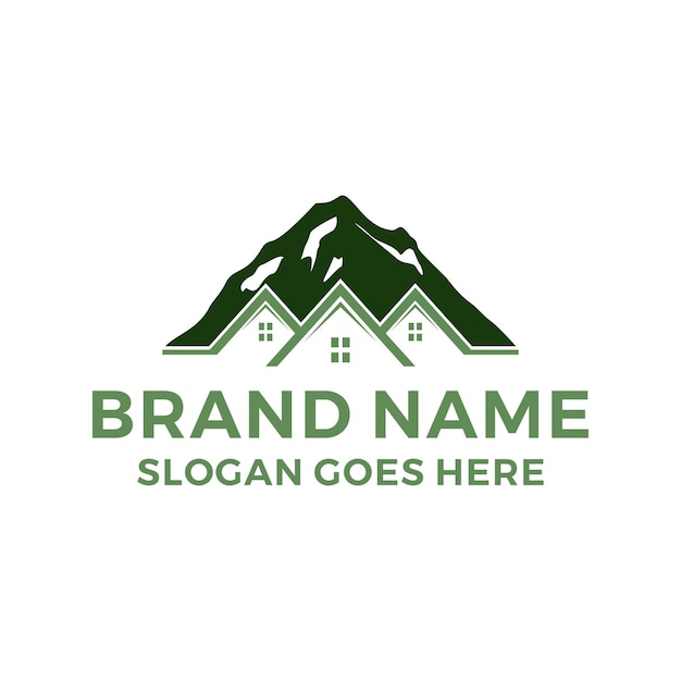 Three House Three Mountain Logo vector template