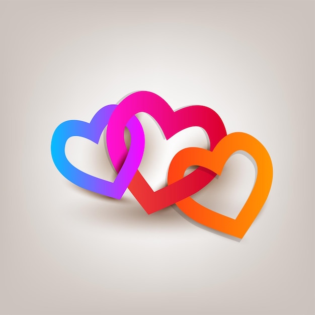 Three Interconnected Colorful Gradient Hearts