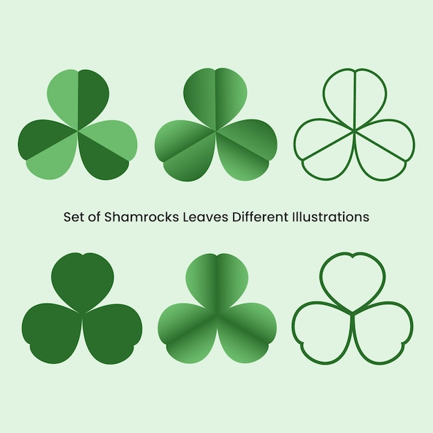 Vector three leaves shamrocks are shown on a green background