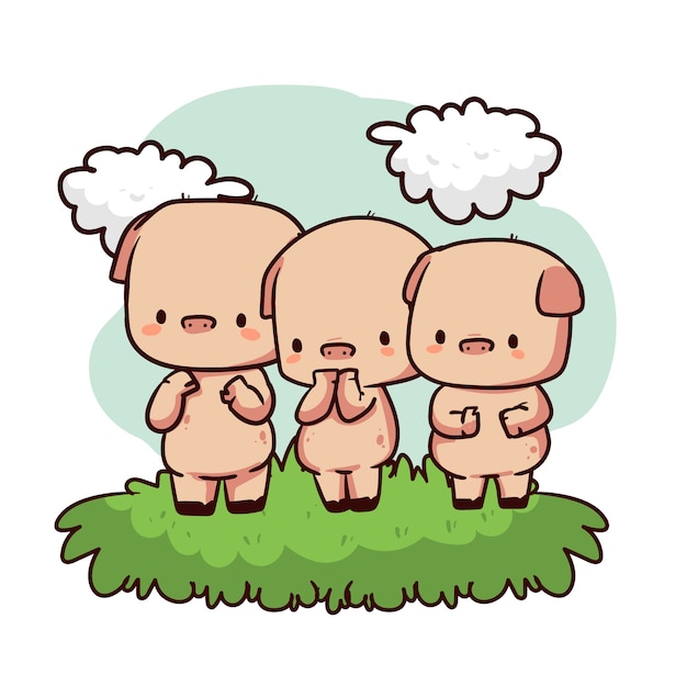 Vector the three little pigs illustration