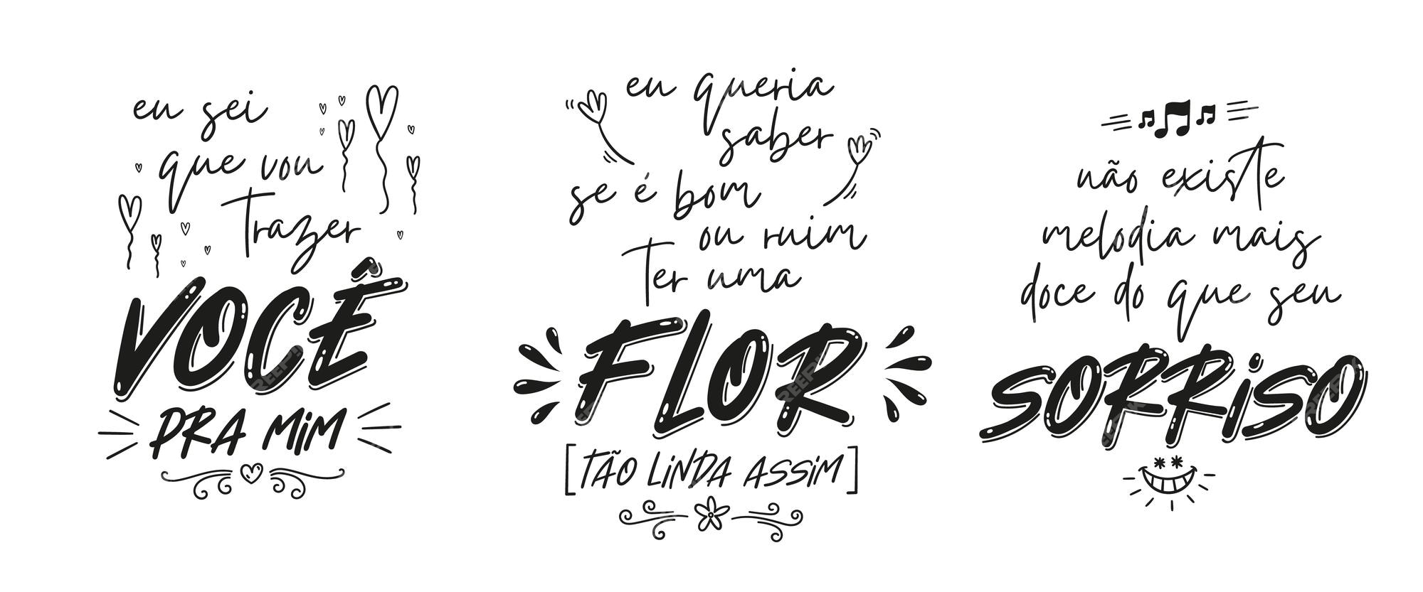 Premium Vector Three love phrases in portuguese