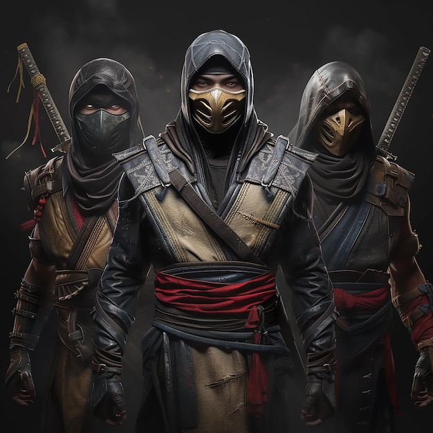 Three main ninja characters of mortal kombat x