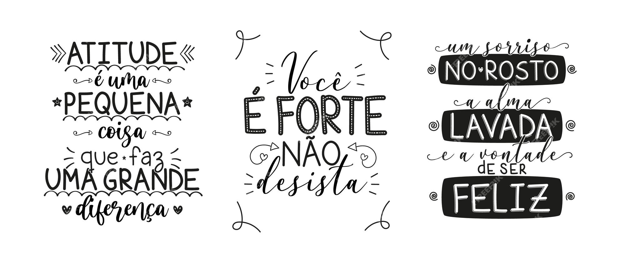 Premium Vector  Inspirational lettering phrase in brazilian portuguese  translation never give up on the things that make you smile