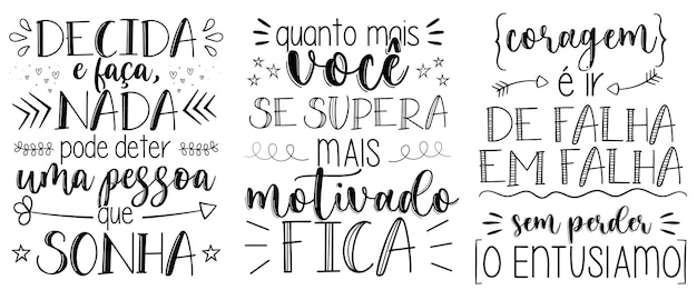 Three motivational phrases in Brazilian Portuguese