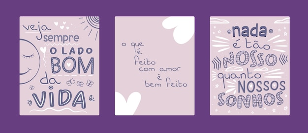 브라질 포르투갈어로 된 세 가지 동기 부여 포스터.