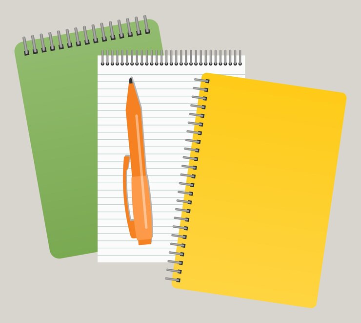 Vector three notepads and a pen vector illustrationxa