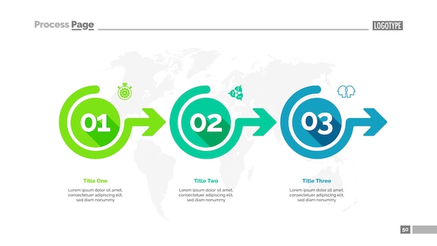 Three options workflow slide template