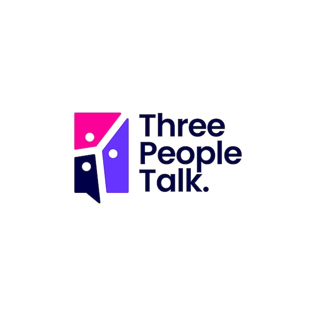 Three people talk group 3 chat bubble communication conference logo vector icon illustration