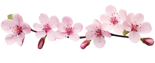 Vector three pink cherry blossom white background