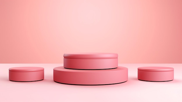 Vector three pink round boxes with one that says quot three quot on the bottom