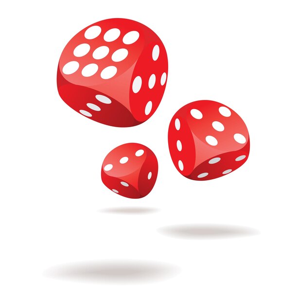 Vector three red dices in motion