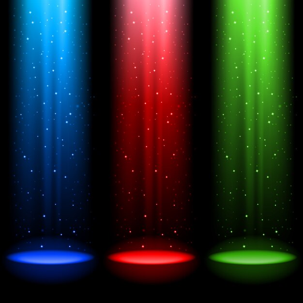 Three rgb shafts of light