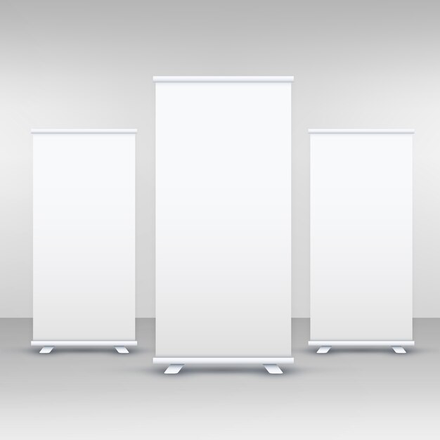 Tre stand-up o rollover banner display mockup