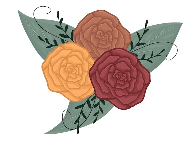 Tre rose con colori diversi vector art