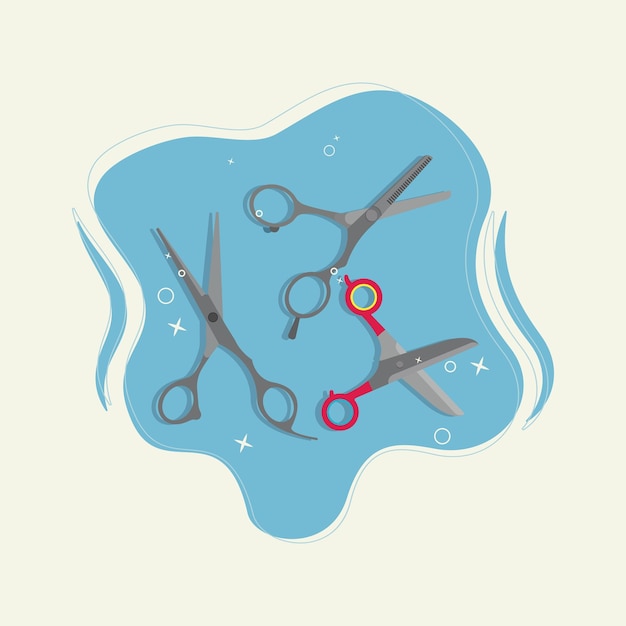 Three scissors graphic vector illustration