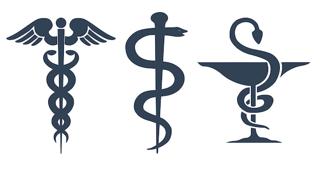 Vector three silhouette symbols of medicine