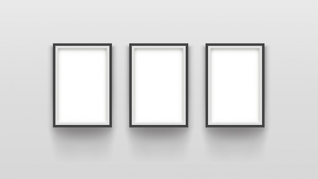 Three simple frames on grey