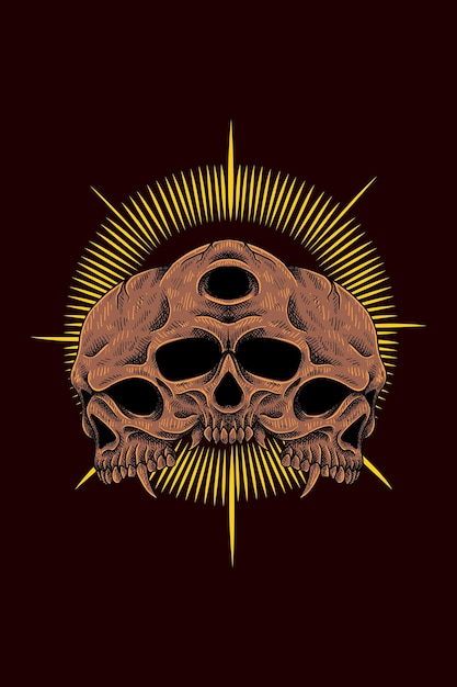 Three skulls vector illustration