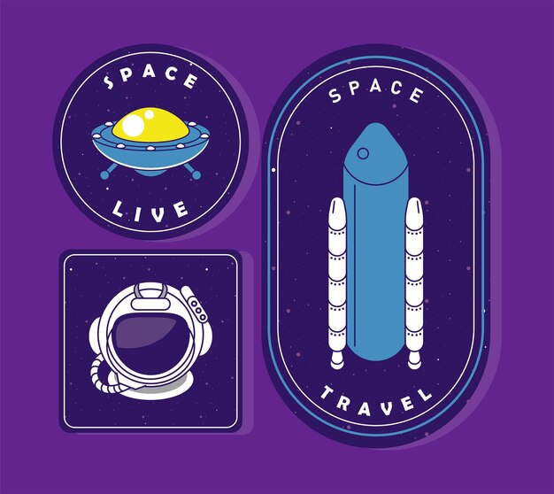 Three space badges icons