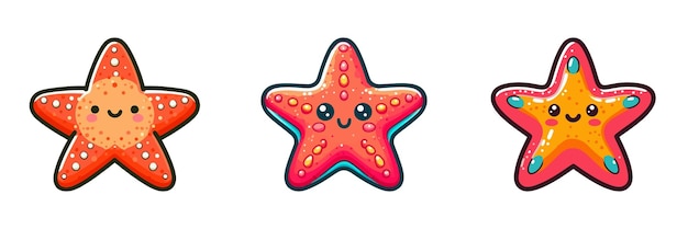 Vector three starfish characters cartoon vector