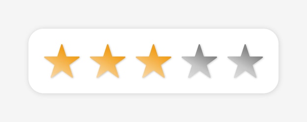Three stars customer rating. positive review icon for apps and websites