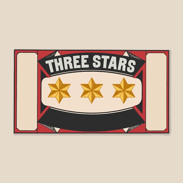 Three stars match box label retro logo old vintage illustration poster template design vector