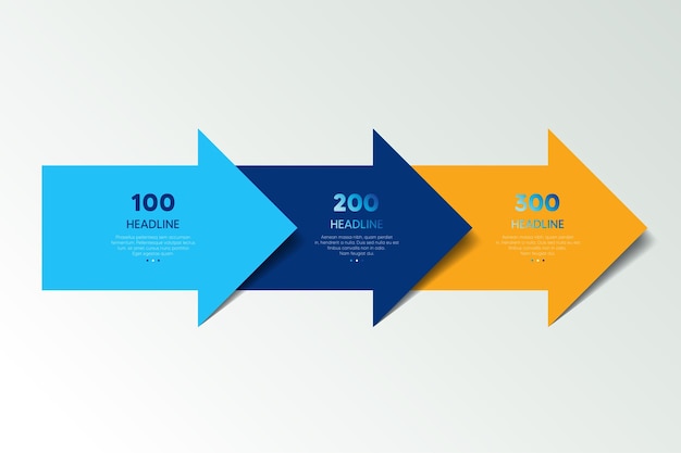 프레 젠 테이 션 3 단계 옵션 요소 infographic에 대 한 3 단계 화살표 템플릿