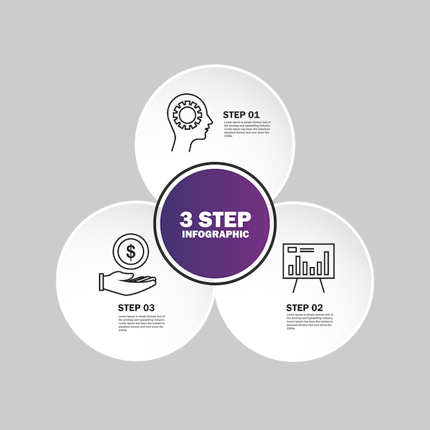 Three Step circle infographic