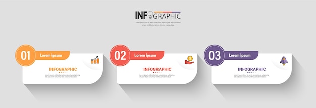 Three steps infographics banner design template