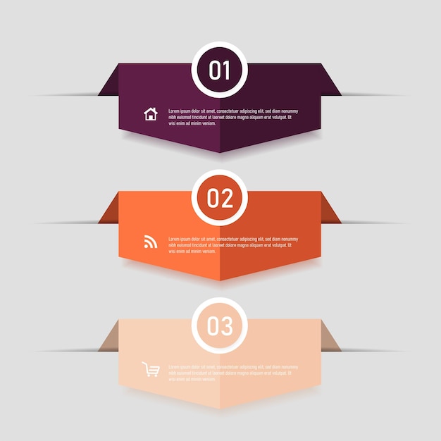 Three steps infographics banner design template.