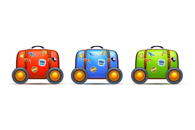 Three suitcases with wheels