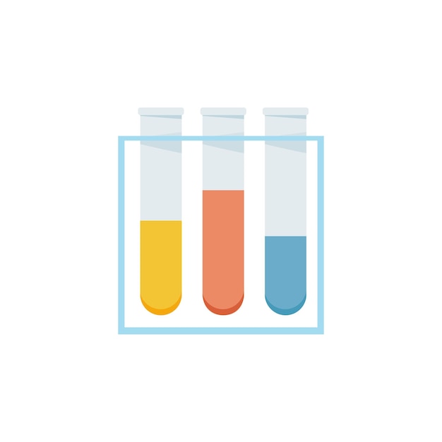 Three test tubes with colored liquid on a stand