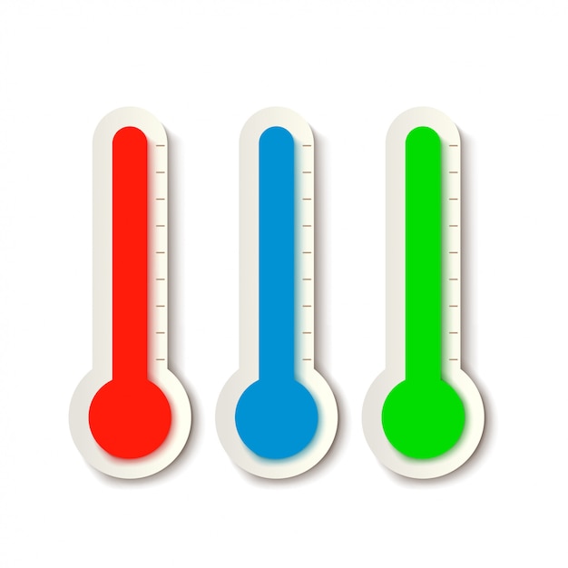 Vector three thermometers on white