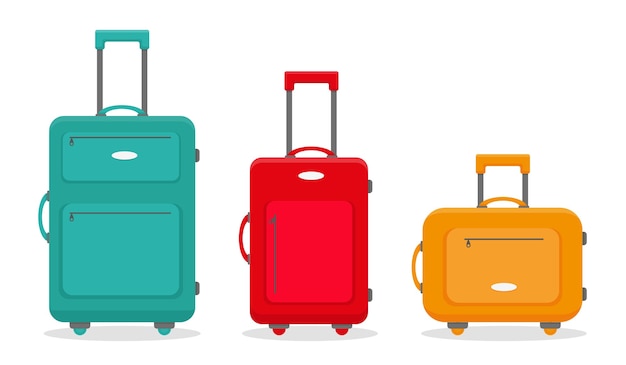 白い背景で隔離の3つの旅行スーツケース