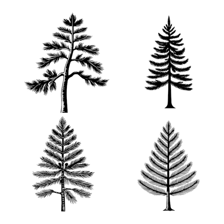 Vector three trees are shown with the words trees on them