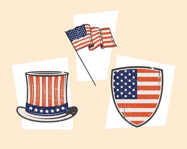 Vector three usa icons